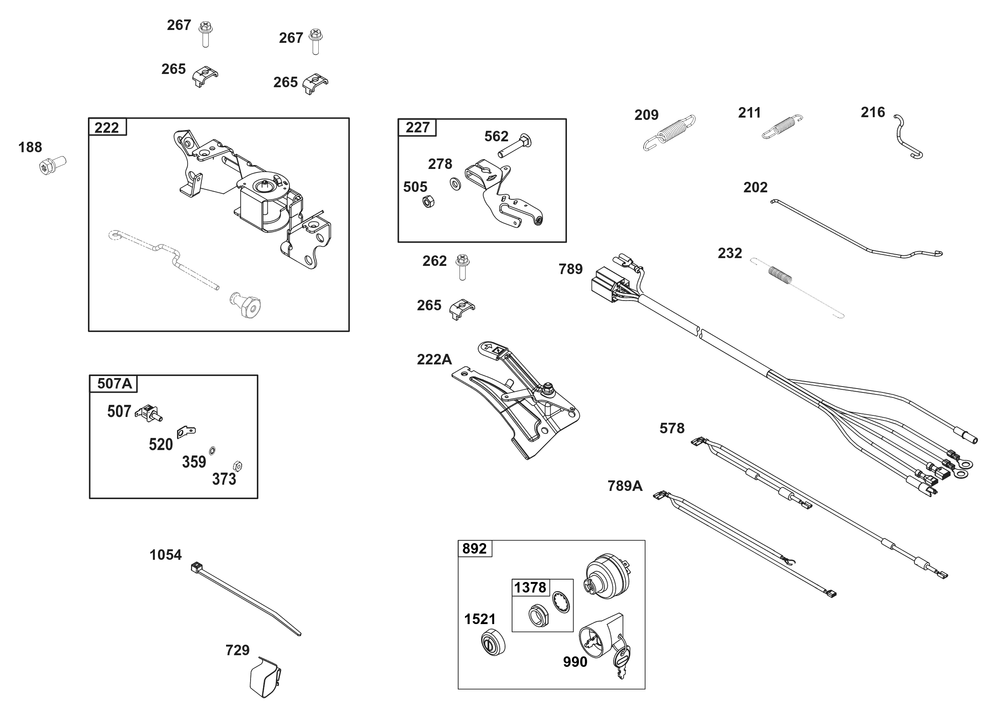 Controls Group Diagram and Parts List for 386447-0451-B5 200000 - 399999 Briggs and Stratton Engine
